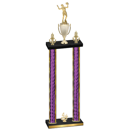 Double Purple Glacier Fourth Place Volleyball Trophy