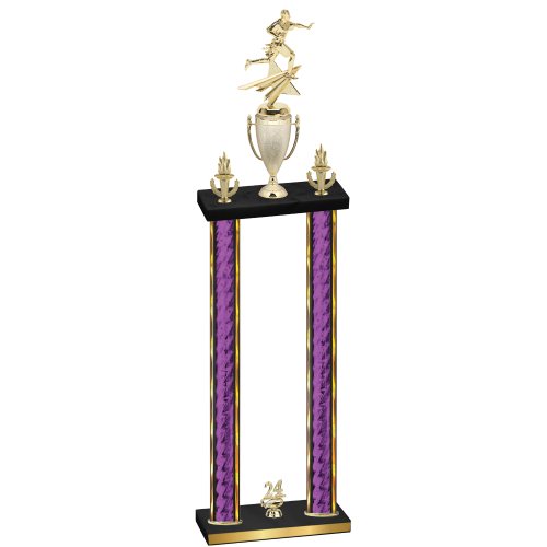 Double Purple Glacier Year Flag Football Trophy