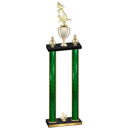 Double Green Glacier Fourth Place Football Trophy