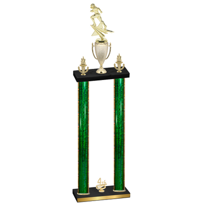 Double Green Glacier Fourth Place Football Trophy