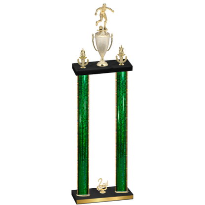 Double Green Glacier Second Place Soccer Trophy
