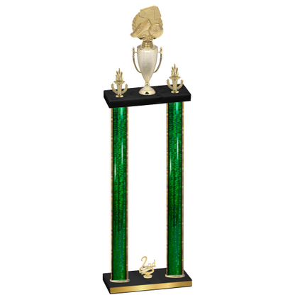 Double Green Glacier Second Place Soccer Trophy
