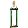 Double Green Glacier Third Place Soccer Trophy