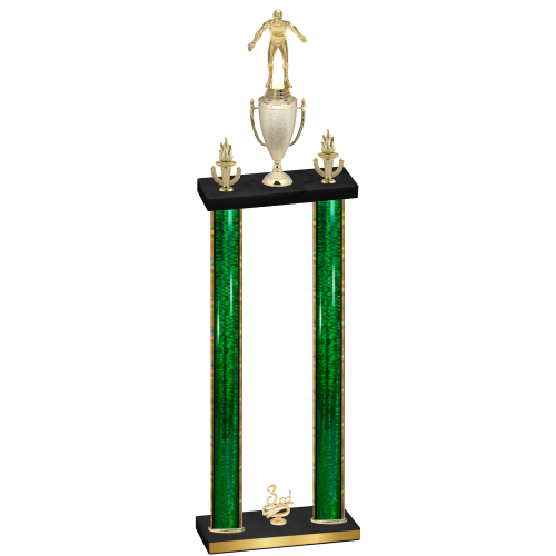 Double Green Glacier Third Place Wrestling Trophy