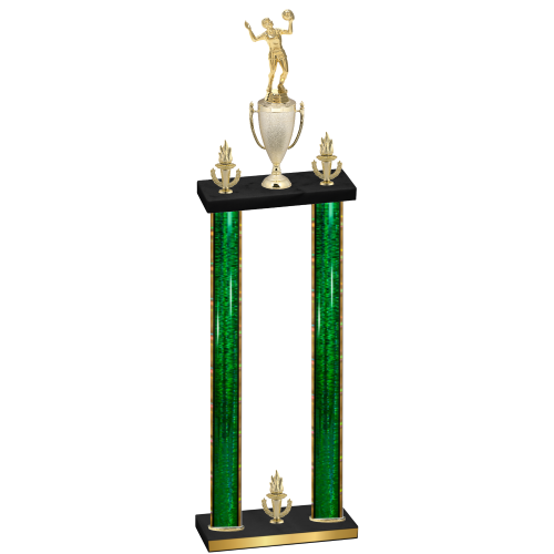 Double Green Glacier Victory Volleyball Trophy