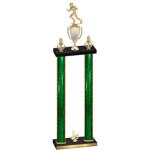 Double Green Glacier Third Place Football Trophy