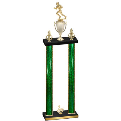 Double Green Glacier Third Place Football Trophy