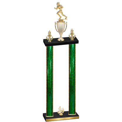 Double Green Glacier Fourth Place Football Trophy