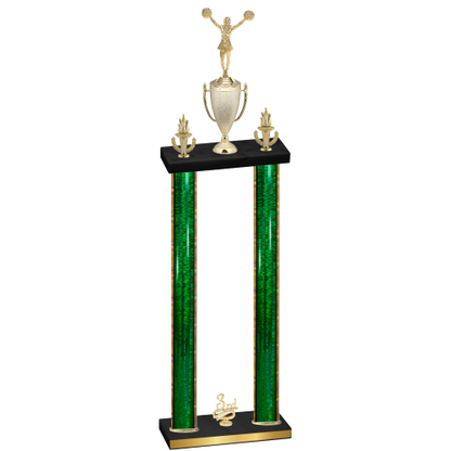 Double Green Glacier Third Place Cheerleading Trophy