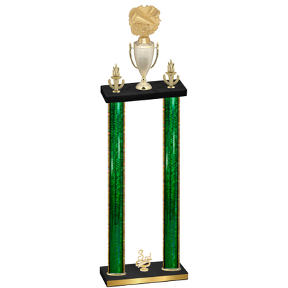 Double Green Glacier Third Place Cheerleading Trophy