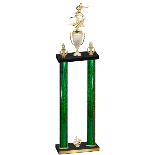 Double Green Glacier Fourth Place Flag Football Trophy