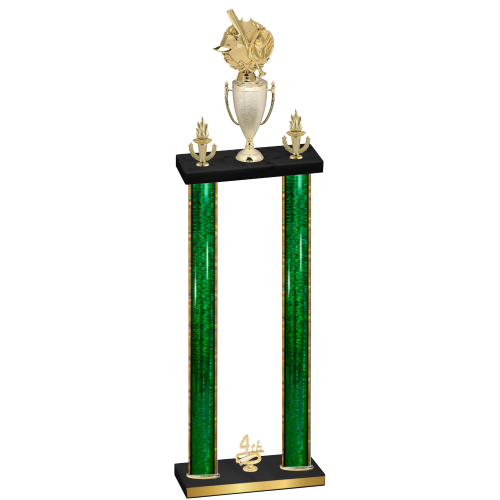 Double Green Glacier Fourth Place Baseball Trophy