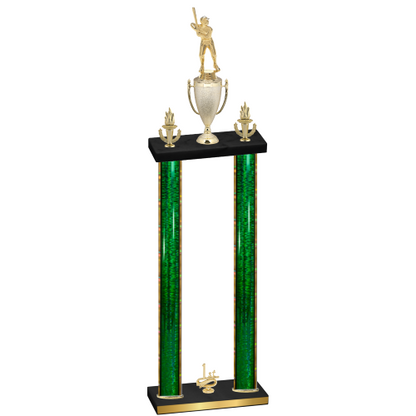 Double Green Glacier First Place Baseball Trophy
