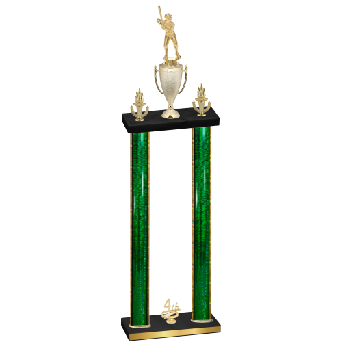 Double Green Glacier Fourth Place Baseball Trophy