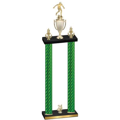 Double Green Carbon Fiber Year Soccer Trophy