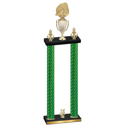 Double Green Carbon Fiber Year Soccer Trophy