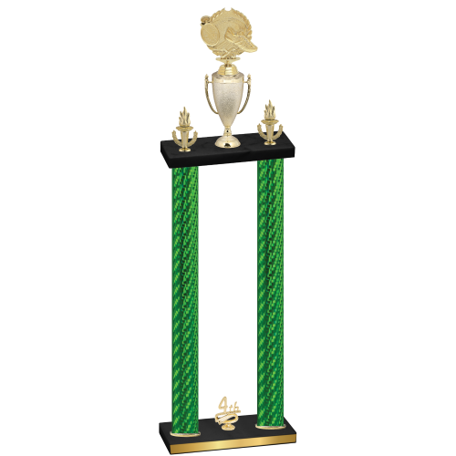 Double Green Carbon Fiber Fourth Place Running Trophy