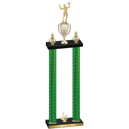 Double Green Carbon Fiber Third Place Volleyball Trophy