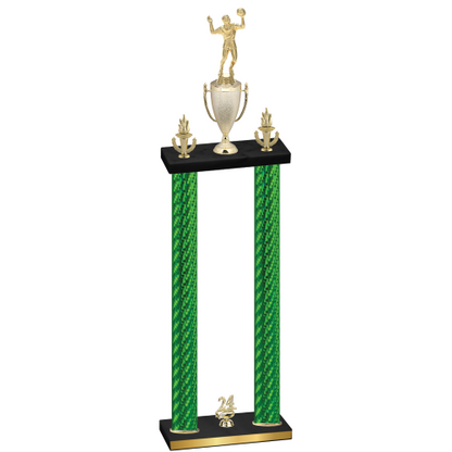 Double Green Carbon Fiber Year Volleyball Trophy