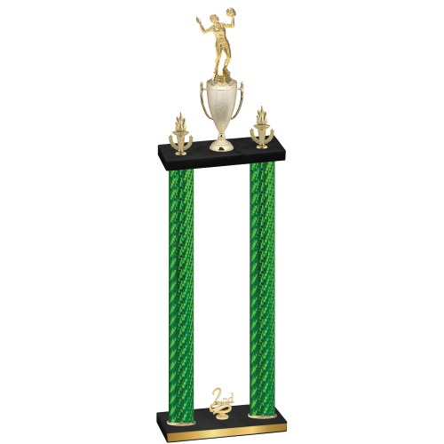 Double Green Carbon Fiber Second Place Volleyball Trophy