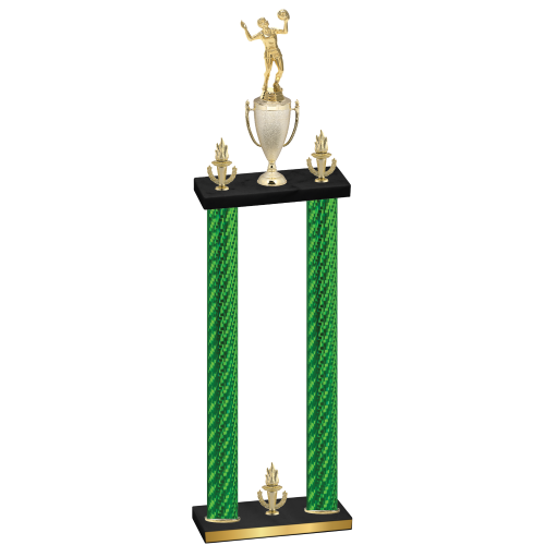 Double Green Carbon Fiber Victory Volleyball Trophy