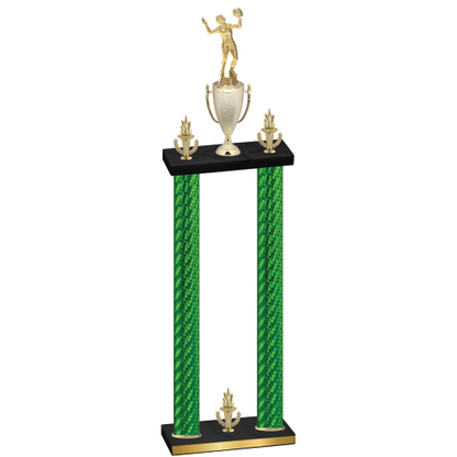 Double Green Carbon Fiber Victory Volleyball Trophy