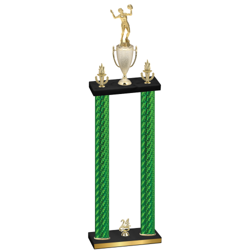 Double Green Carbon Fiber Year Volleyball Trophy