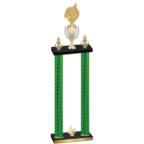 Double Green Carbon Fiber Fourth Place Volleyball Trophy