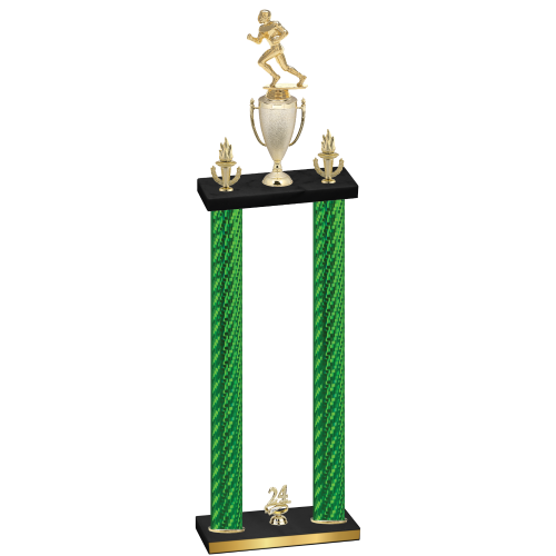 Double Green Carbon Fiber Year Football Trophy
