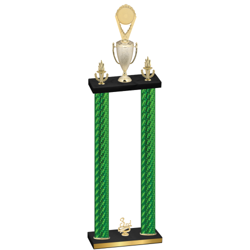 Double Green Carbon Fiber Third Place Insert Trophy
