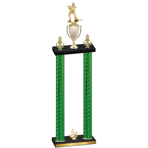 Double Green Carbon Fiber Fourth Place Hockey Trophy