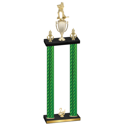 Double Green Carbon Fiber Second Place Hockey Trophy