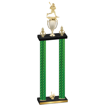 Double Green Carbon Fiber First Place Lacrosse Trophy