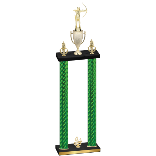 Double Green Carbon Fiber Fourth Place Archery Trophy