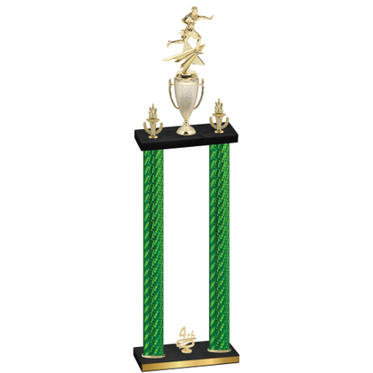 Double Green Carbon Fiber Fourth Place Flag Football Trophy