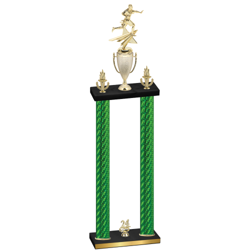 Double Green Carbon Fiber Year Flag Football Trophy