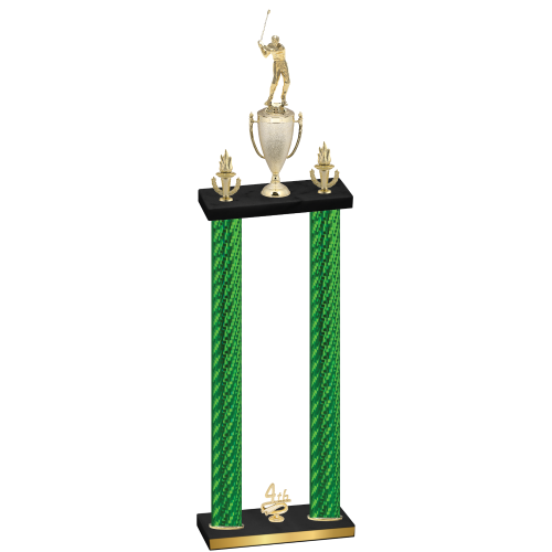 Double Green Carbon Fiber Fourth Place Golf Trophy