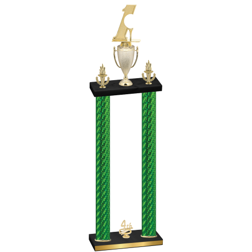 Double Green Carbon Fiber Fourth Place Golf Trophy