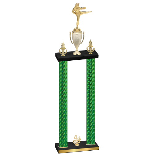 Double Green Carbon Fiber Fourth Place Karate Trophy