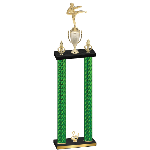 Double Green Carbon Fiber Second Place Karate Trophy