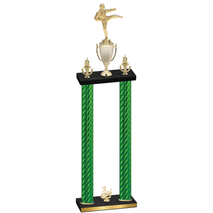 Double Green Carbon Fiber Third Place Karate Trophy