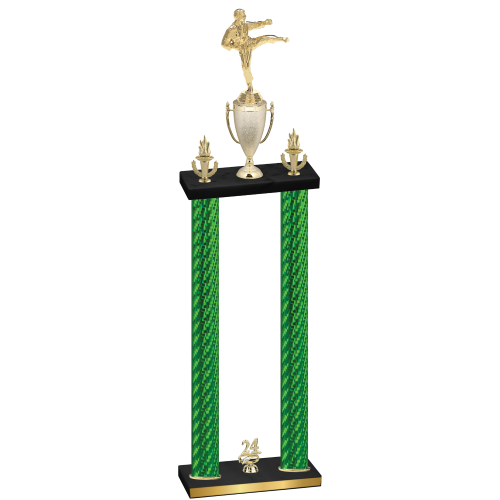 Double Green Carbon Fiber Year Karate Trophy