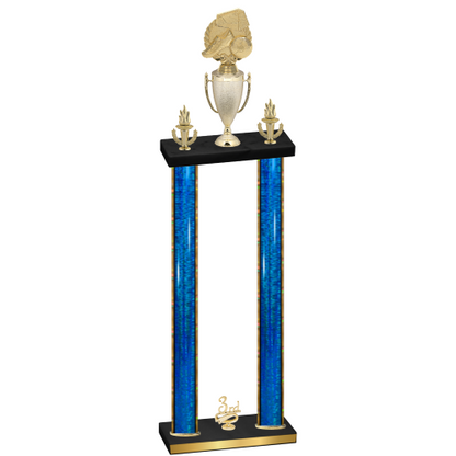 Double Blue Glacier Third Place Soccer Trophy