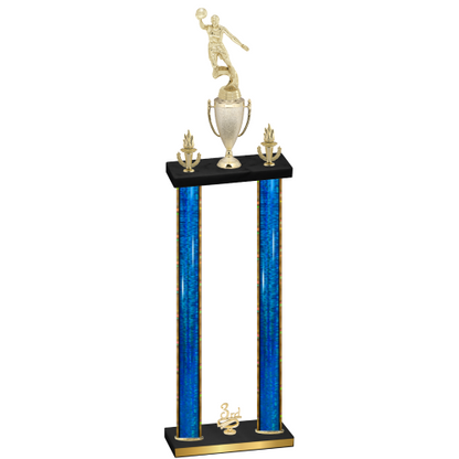 Double Blue Glacier Third Place Basketball Trophy