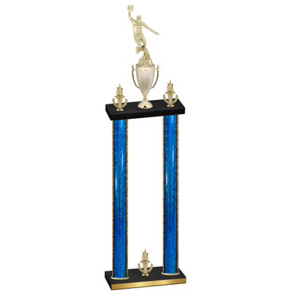 Double Blue Glacier Victory Basketball Trophy