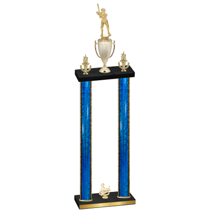 Double Blue Glacier Third Place Baseball Trophy