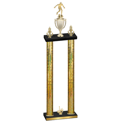 Double Gold Glacier First Place Soccer Trophy