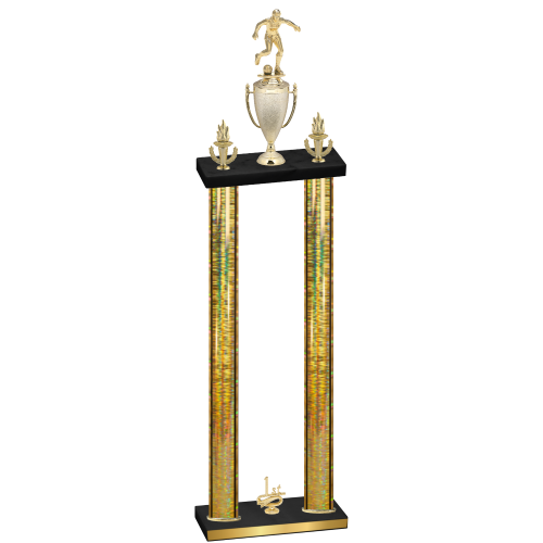 Double Gold Glacier First Place Soccer Trophy