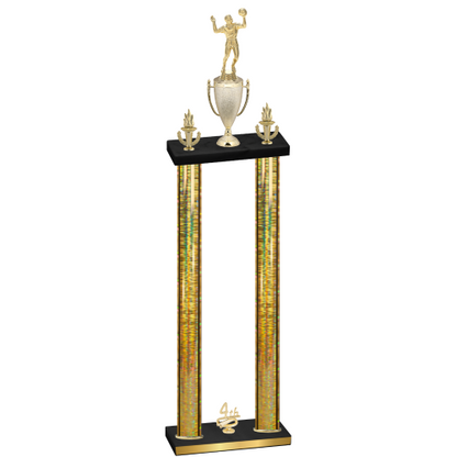 Double Gold Glacier Fourth Place Volleyball Trophy