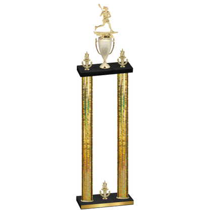 Double Gold Glacier Victory Lacrosse Trophy